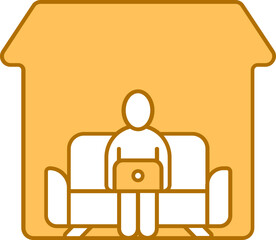 Man Work From Home icon in yellow and white color.