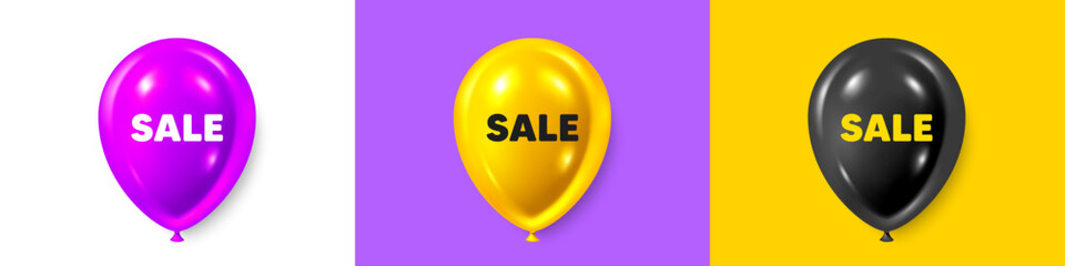 Poster - birthday balloons 3d icons. sale promotion tag. special offer price sign. advertising discounts symb