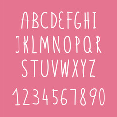 Fototapete - set of hand drawn letters. hand drawn Typography. Font For Kids And Games. Vector alphabet letters set, white script. Perfect for happy birthday design in minimalism style, for school