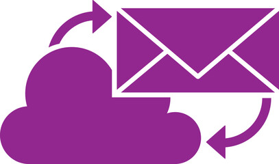 Sticker - Email transfer to cloud icon in purple color.