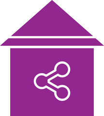 Poster - Home share or home networking icon in purple color.