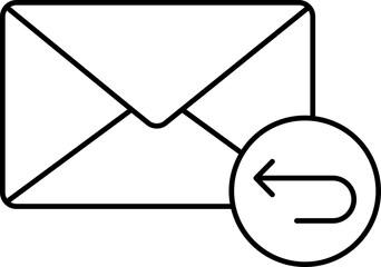 Poster - Email Reply icon or symbol in line art.