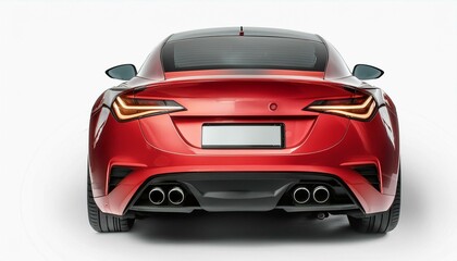 Wall Mural - Red Racer: Rear Perspective of a Sporty Unbranded Car Against a White Background