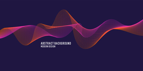 Poster - Wavy, wriggling lines on a dark background. Abstract background with amorphous shapes. A template for placing text and information. Beautiful stylish design.