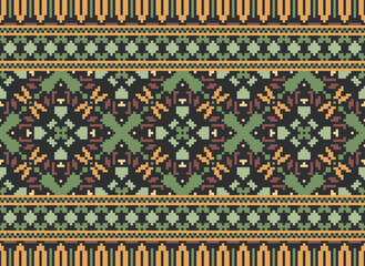 Geometric ethnic oriental seamless pattern traditional Design for background,carpet,wallpaper.clothing,wrapping,Batik fabric,Vector illustration.embroidery style - Sadu, sadou,