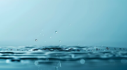 Poster - Water drop falling in water with empty background space, abstract banner for a clean and fresh concept of nature and environment protection, ecology or health care idea