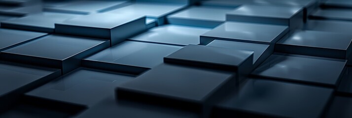 Poster - Abstract Blue Geometric Pattern - A close-up of a geometric pattern created by blue cubes, creating a minimalist, futuristic aesthetic. - A close-up of a geometric pattern created by blue cubes, creat