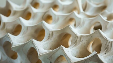 Poster - Abstract Pattern of a White Structure - Close-up shot of a white structure with a repeating abstract pattern. - Close-up shot of a white structure with a repeating abstract pattern.