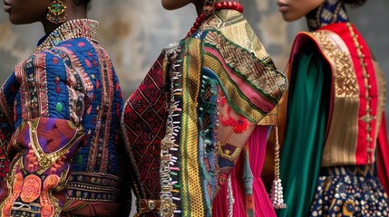 Poster - Ethnic fabrics add unique, vibrant cultural patterns to modern fashion, creating diverse, rich styles.