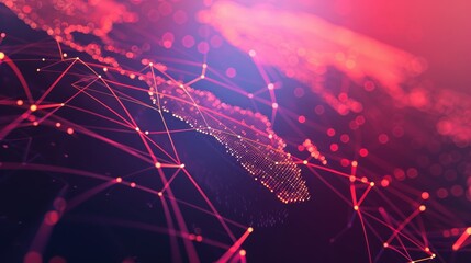 Poster - Digital World Map with Connection Network - Abstract digital world map with connecting lines. A futuristic representation of global communication and information transfer. - Abstract digital world map
