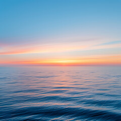 Wall Mural - 4️⃣ photograph of the vast sea under an orange and blue sky at sunset, in a minimalist style, with b