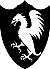 heraldic shield with griffin symbolizing strength and protection