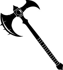 Black Silhouette Battle Axe - Warrior Strength and Valor