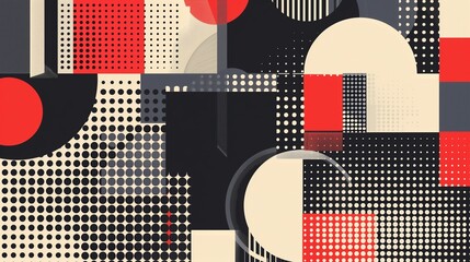 Poster - a dot pattern with geometric shapes creates a unique, visually striking design.
