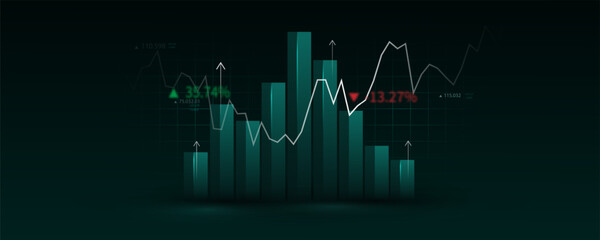 Wall Mural - Financial concept technology background, stock market and commercial graph background