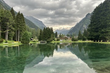 Wall Mural - lago di montagna gover a gressoney in italia, mountain lake in gressoney in italy