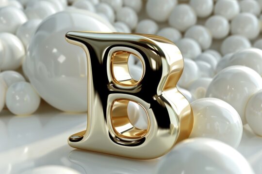 The letter B is made of gold and has a shiny, reflective surface