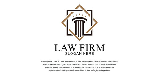 law logo with pillars of justice symbol concept, creative premium of lawyer and law office