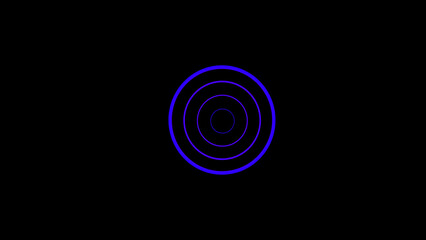 Aufkleber - Blue centric circles icon. Blank Round Glowing Shapes on Dark Background