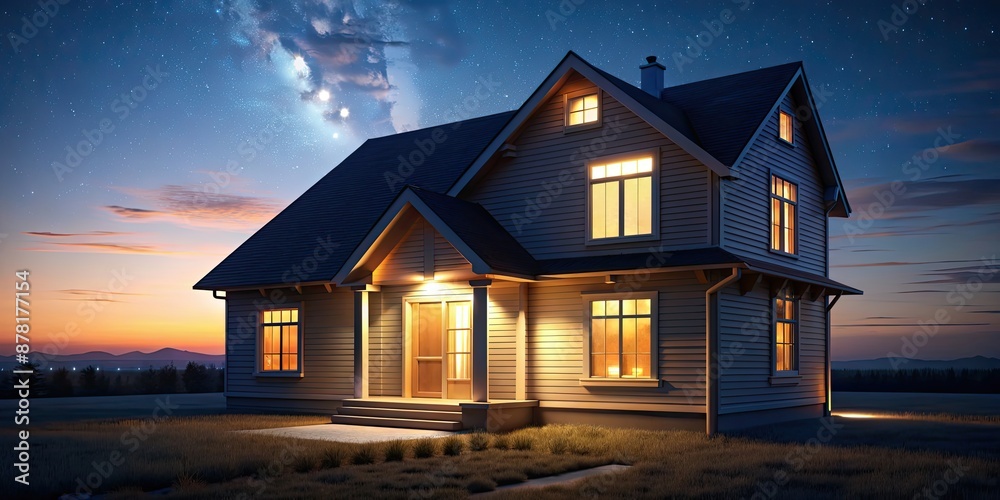 House With Glowing Windows In The Dark Night House Night Dark house-with-glowing-windows-in-the-dark-night-house-night-dark