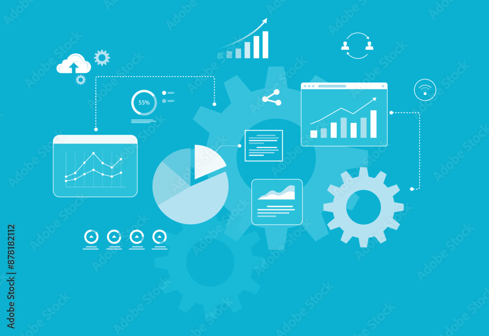 flat vector illustration business data analytics background. and ...