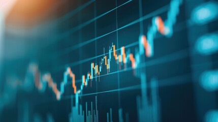 Poster - Dynamic stock market chart with rising trend, showcasing financial data and investment insights for business growth analysis.