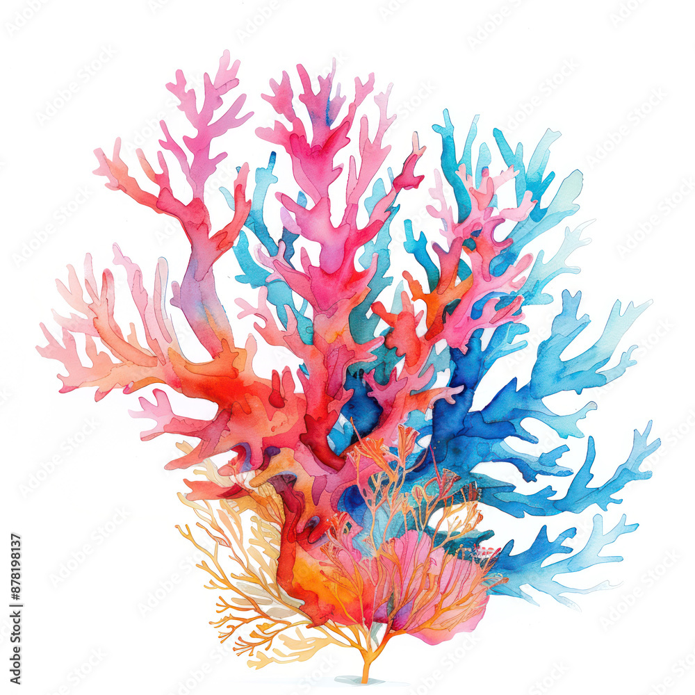 Coral reef watercolor illustration isolated on transparent. Sea png ...