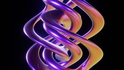 Fototapete - Abstract 3D art metallic chrome reflection multicolored vivid rainbow gradient spiral twist bending shape smooth wave curve endless seamless loop animation 4K 30 fps background wallpaper