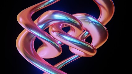 Fototapete - Abstract 3D glossy metallic reflection glow vibrant vivid gradient multicolored rainbow spectrum futuristic spiral curve swirl twisted helix computer graphics rendered presentation background poster