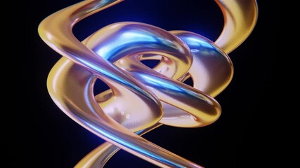 Fototapete - Abstract 3D glossy metallic reflection glow vibrant vivid gradient multicolored rainbow spectrum futuristic motion spiral curve swirl twisted helix seamless endless animation 30 fps 4K background