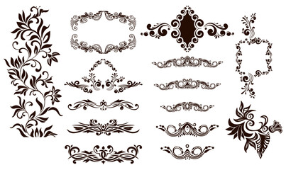 Wall Mural - classic calligraphy swirls, swashes, dividers, floral motifs. scroll elements and ornate vintage fra