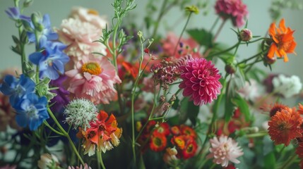 Wall Mural - Diverse field flowers create a beautiful floral arrangement