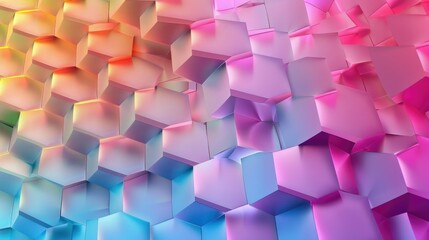 Poster - abstract background with a pattern of overlapping hexagons in gradient colors