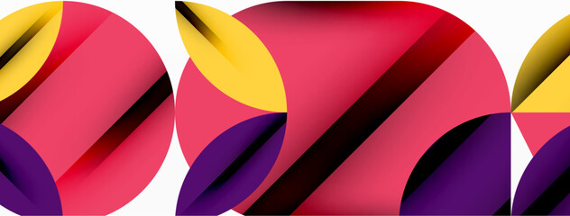 Aufkleber - Circle, square and flower petal geometric background. Round shapes composition for wallpaper, banner, background or landing