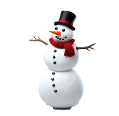 Snowman with hat isolated on white background