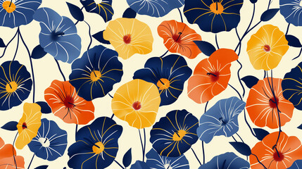 Wall Mural - Retro Flowers Wallpaper Background