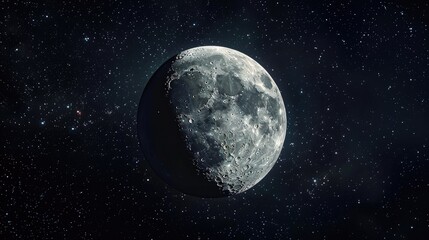 Wall Mural - the waxing gibbous moon in a dark sky