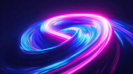 Fototapete - Abstract iridescent neon holographic twisted wake in motion. Vibrant colorful gradient design element for banner, background