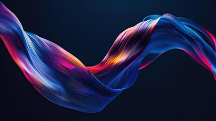 Fototapete - Abstract iridescent neon holographic twisted wake in motion. Vibrant colorful gradient design element for banner, background