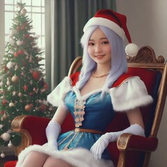 woman in santa claus clothes