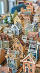 Wall Mural - A table topped with lots of miniature houses