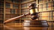 © Sujid - Legal wisdom concept depicting a gavel and law books in a courthouse setting, justice, law, wisdom, legal system