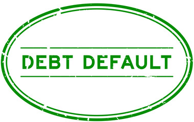 Wall Mural - Grunge green debt default word oval rubber seal stamp on white background