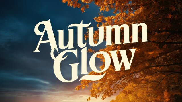 A logo for autumn glow with a tree in the background, AI