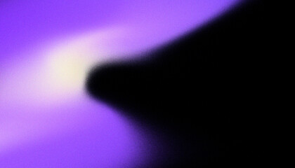 Fototapete - Cyber Neon Abstract background. Grainy vivid gradient wallpaper. Textured flowing purple color on black background. Grunge sci fi abstraction template. Purple lavender and pastel yellow gradation.