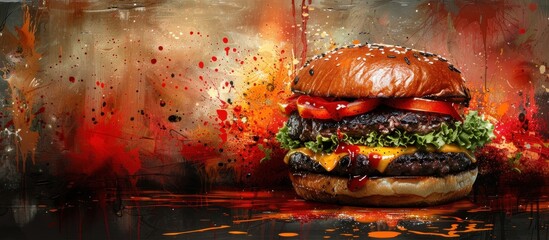 Sticker - Juicy Burger with a Splash of Color