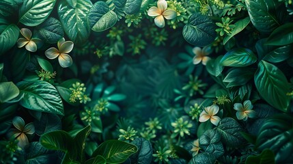 Botanical backgrounds with lush greenery and floral elements bring the beauty of nature into any project ideal for elegant and refreshing designs Background Illustration, Bright color tones, ,