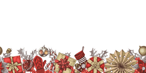 Wall Mural - Seamless Christmas decorative border vector