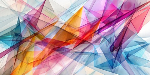 Wall Mural - abstract triangles, in the style of line art, transparency, multi color