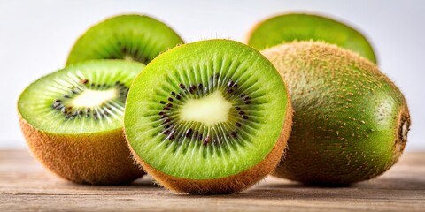 Poster - Whole kiwi fruit with its juicy segments, kiwi, fruit, segments, green, fresh, tropical, healthy, snack, vitamin C